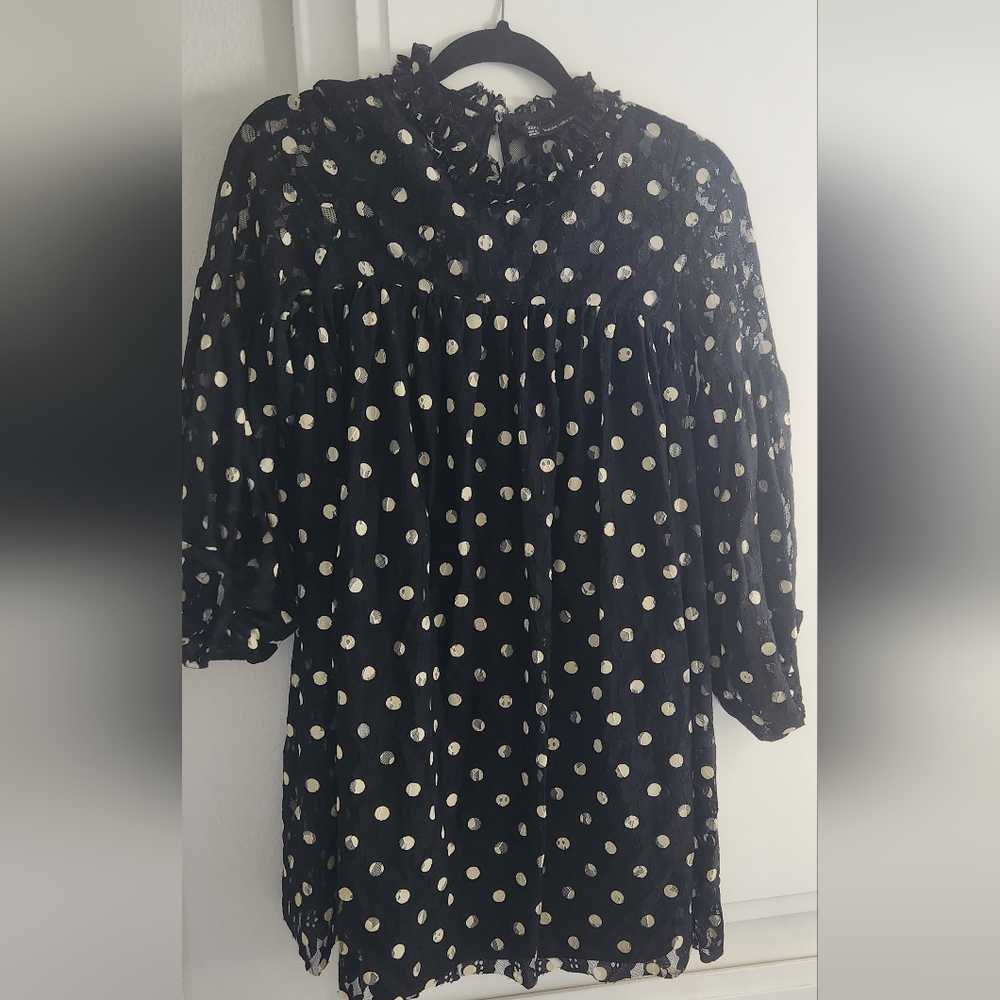 Zara lace polka dot dress